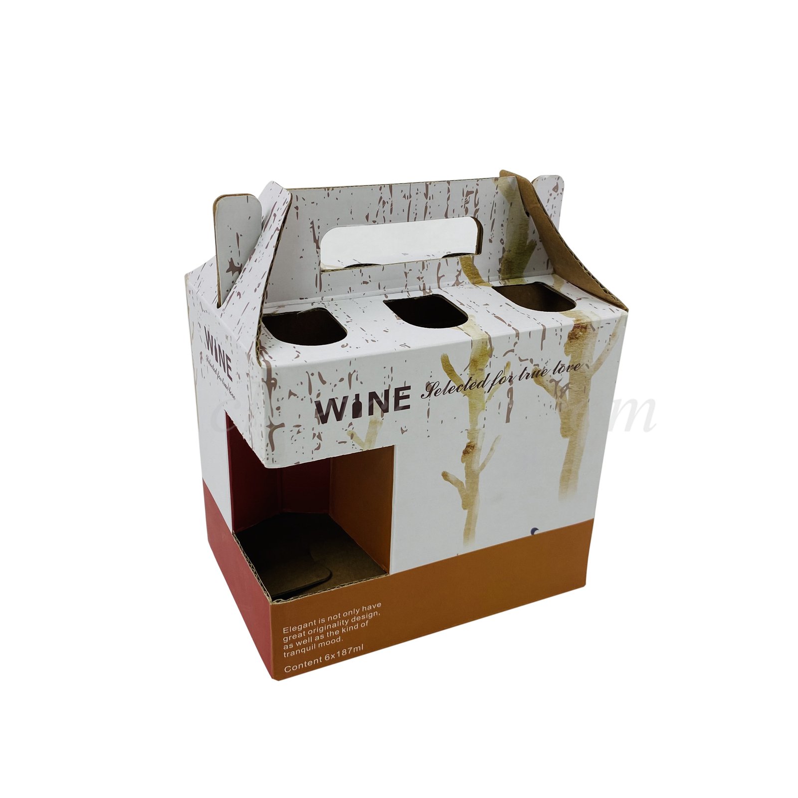 Customized 3 Bottles Cardboard Wine Gift Box Fodable