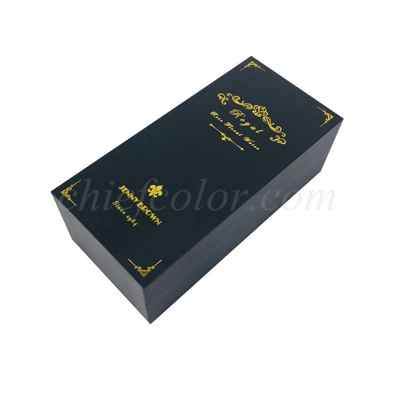 Luxury Black Cosmetic Gift Box Gold Foil Print with EVA Inlay