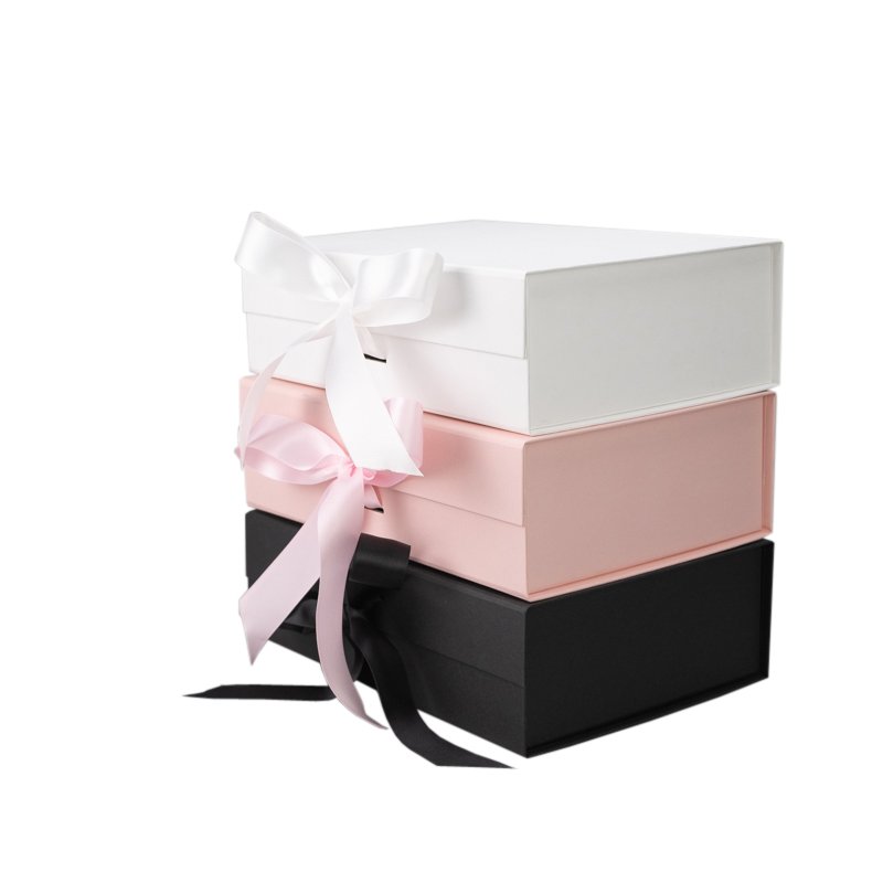 Pink Magnetic Gift Box with Ribbon Tie Closure for Sale