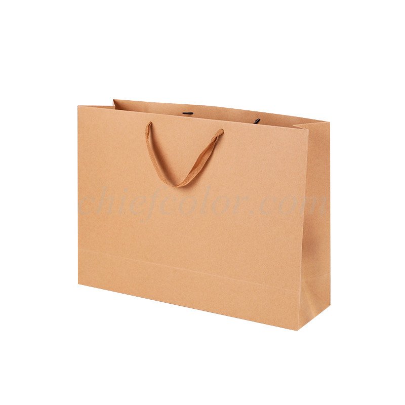 Luxury Natural Kraft Shopping Bag With Ribbon Handle