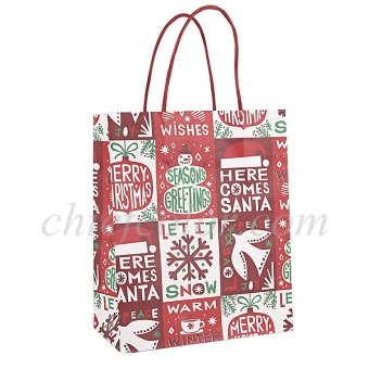 Christmas Kraft Paper Bag With Twisted Handle